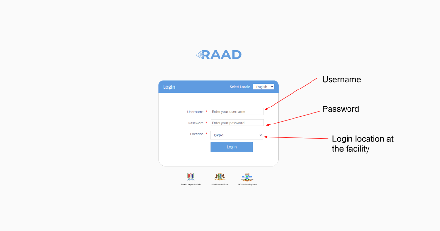 Clinical Service Login Page