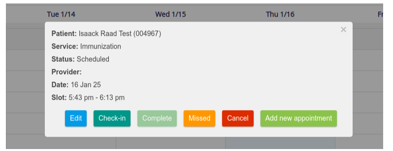 Appointment Actions