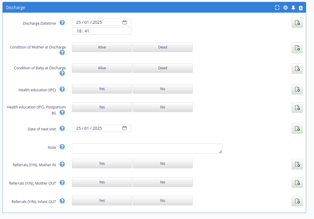 Discharge form