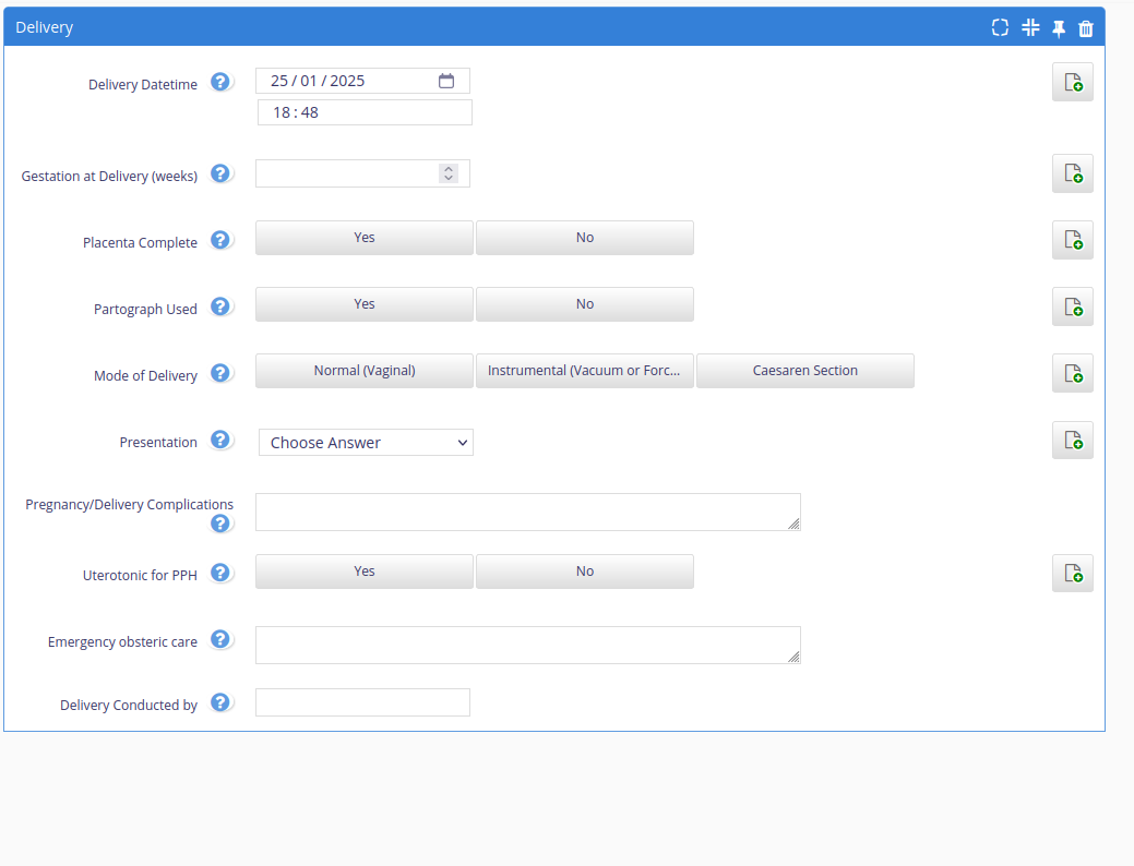 Delivery form