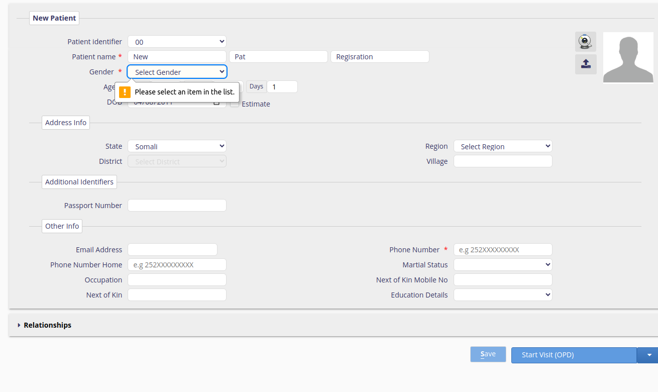 Registration Form Error 