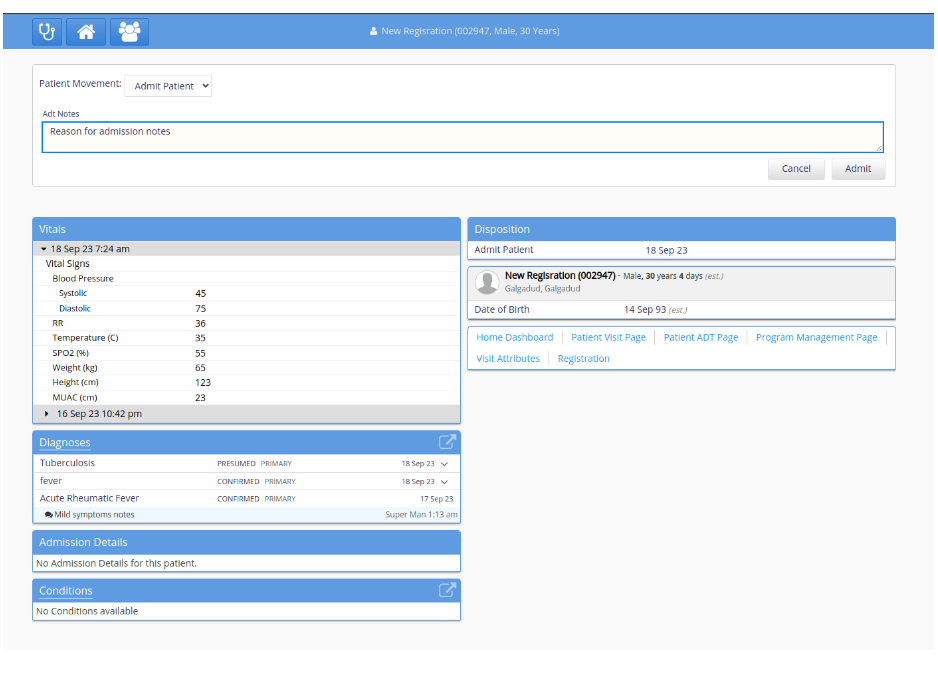 Inpatient Module - Admitting a patient 