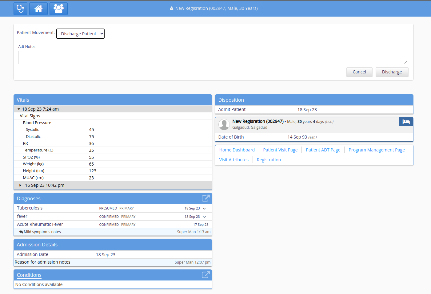 Inpatient Module - Discharging a patient 