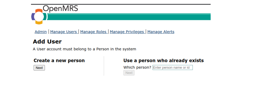 OpenMRS Add User's Page 