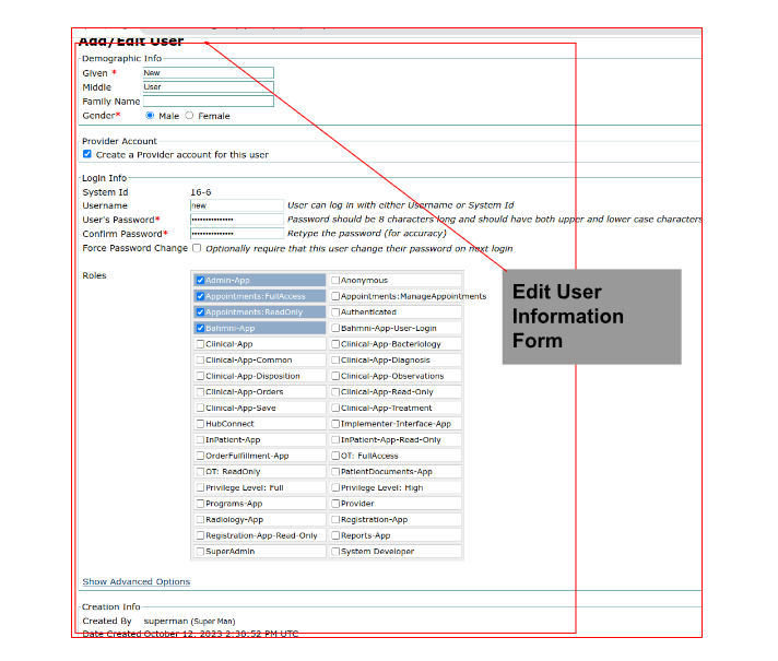 OpenMRS Add User Registration Form 