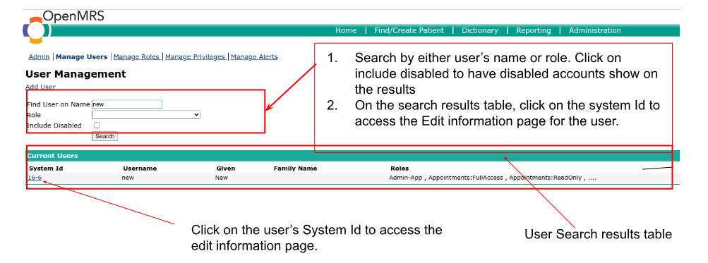 OpenMRS Add User Registration Form 