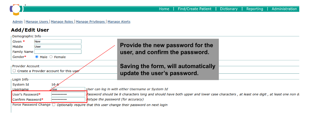 OpenMRS Add User Registration Form 
