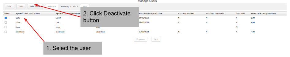 Deactivating Account User 